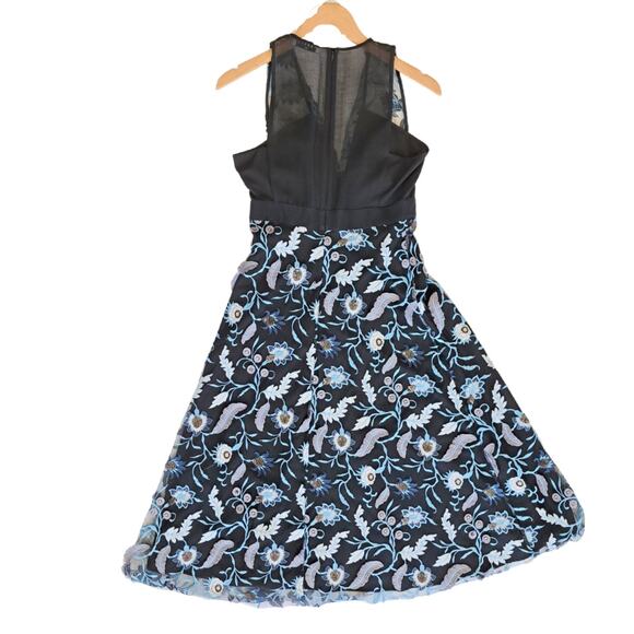 Sandro Floral Embroidered Midi Dress Black Cocktail Party Plunge V-neck Beaded - Picture 13 of 16